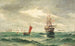 marino con barcos en alta mar frente a la ciudad en la costa - Vilhelm Bille — vista de la obra