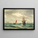 marino con barcos en alta mar frente a la ciudad en la costa - Vilhelm Bille — cuadro enmarcado en la pared