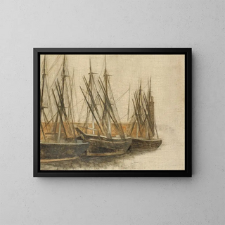 del canal de Christianshavn en Copenhague - Vilhelm Hammershøi — cuadro enmarcado en la pared