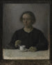 Ida Hammershøi, la mujer del artista con una taza de té - Vilhelm Hammershøi — vista de la obra