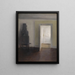 interior: Un viejo estufa - Vilhelm Hammershøi — cuadro enmarcado en la pared