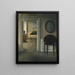 interior con un espejo - Vilhelm Hammershøi — cuadro enmarcado en la pared