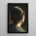 Portrait painting of the artist's sister, Anna Hammershøi, seen from behind - Vilhelm Hammershøi — framed artwork on a wall