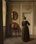 interior de sala con un espejo ovalado - Vilhelm Hammershøi — vista de la obra