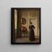 interior de sala con un espejo ovalado - Vilhelm Hammershøi — cuadro enmarcado en la pared