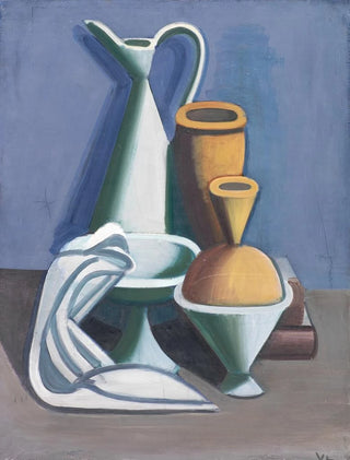 Vilhelm Lundstrm - Still Life with Water Jug Towel and Jars.webp