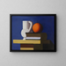 Still life with white jar, orange, and book - Vilhelm Lundstrøm — framed artwork on a wall
