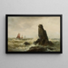 Paisaje marino con veleros - Vilhelm Melbye — cuadro enmarcado en la pared