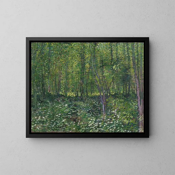 Árboles y sotobosque - Vincent van Gogh — cuadro enmarcado en la pared