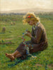 Little girl with a wildflower garland - Virginie Demont - Breton — artwork view