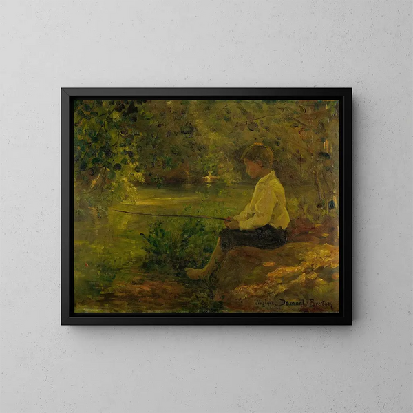 L'enfant à la pêche - Virginie Demont-Breton — framed artwork on a wall