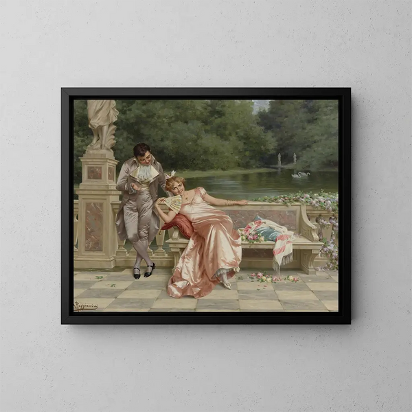 La flirtation - Vittorio Reggianini — cuadro enmarcado en la pared