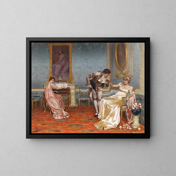 El pretendiente - Vittorio Reggianini — cuadro enmarcado en la pared