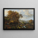 A landscape with a waterfall and dogs - Vladimir Osipovich Sherwood — framed artwork on a wall