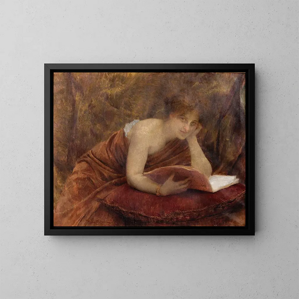 Una distracción pasajera - Vlaho Bukovac — cuadro enmarcado en la pared