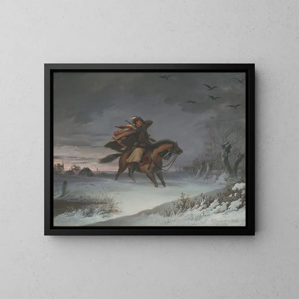 Caballero a caballo - Vojtech Klimkovič — cuadro enmarcado en la pared