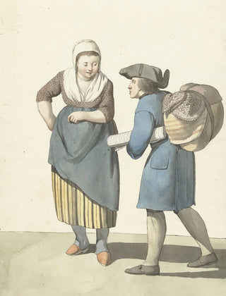 W Barthautz - Stoffenverkoper onderhandelend met een vrouw.webp