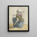 Woman sitting with a yoke on her shoulders - W. Barthautz — framed artwork on a wall
