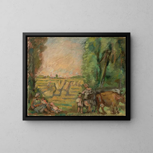 Landscape with Sheaves - Wacław Wśowicz — framed artwork on a wall