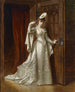 la dama elegante en vestido damasé blanco - Władysław Bakałowicz — vista de la obra