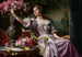 Dame in lilac dress with flowers - Władysław Czachórski — artwork view