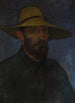 Self-portrait with straw hat - Władysław Ślewiński — artwork view