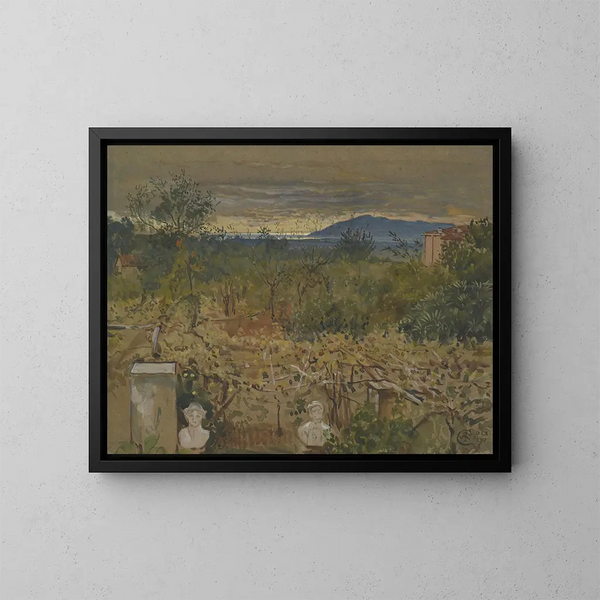 Jardín con ruinas - Walter Crane — cuadro enmarcado en la pared