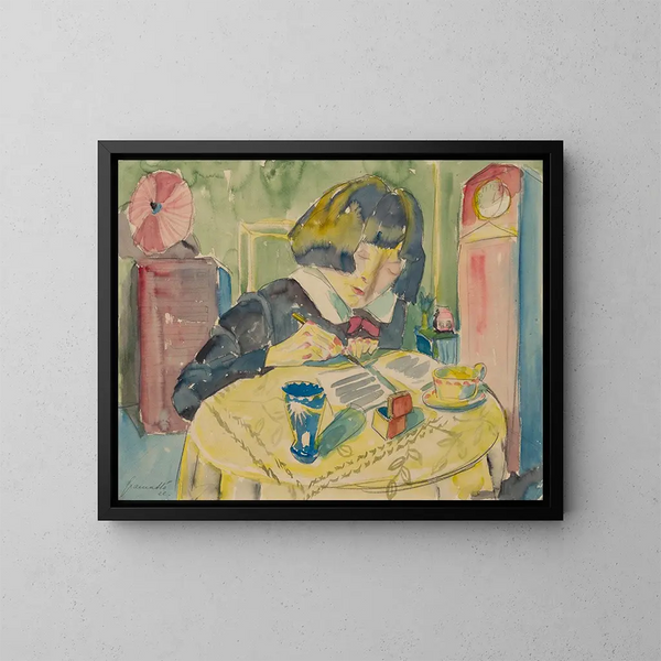 Mujer escribiendo - Walter Gramatt — cuadro enmarcado en la pared