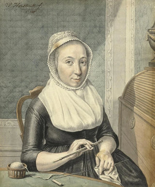 Warner Horstink - Portret van een dame met breiwerk.webp