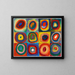 cuadrados con círculos concéntricos - Wassily Kandinsky — cuadro enmarcado en la pared