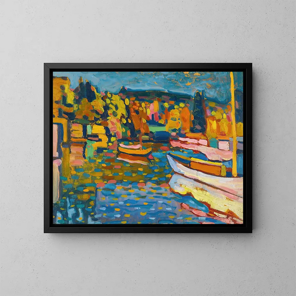 Study for Autumn Landscape with Boats - Wassily Kandinsky — framed artwork on a wall