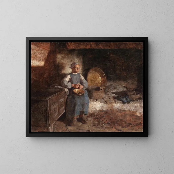 una niña holandesa pelando patatas - Wilder M. Darling | M — cuadro enmarcado en la pared