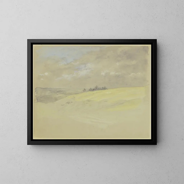 Landscape painting with rolling hills - Wilhelm Amandus Beer — framed artwork on a wall