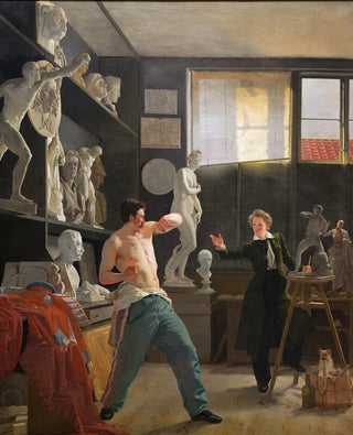 Wilhelm Bendz - A Sculptor in his Studio Working from the Life.webp