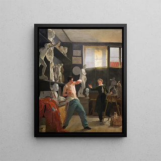 Wilhelm Bendz - A Sculptor in his Studio Working from the Life.webp