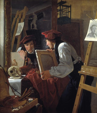 Wilhelm Bendz - A Young Artist Ditlev Blunck Examining a Sketch in a Mirror.webp