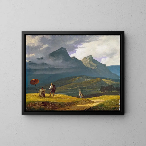 Paisaje de montaña - Wilhelm Bendz — cuadro enmarcado en la pared