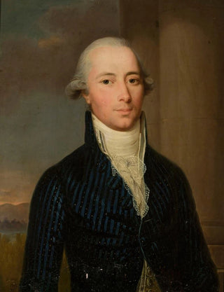 Wilhelm Bttner - Portrait of a man in a blue frock coat with a jabot.webp