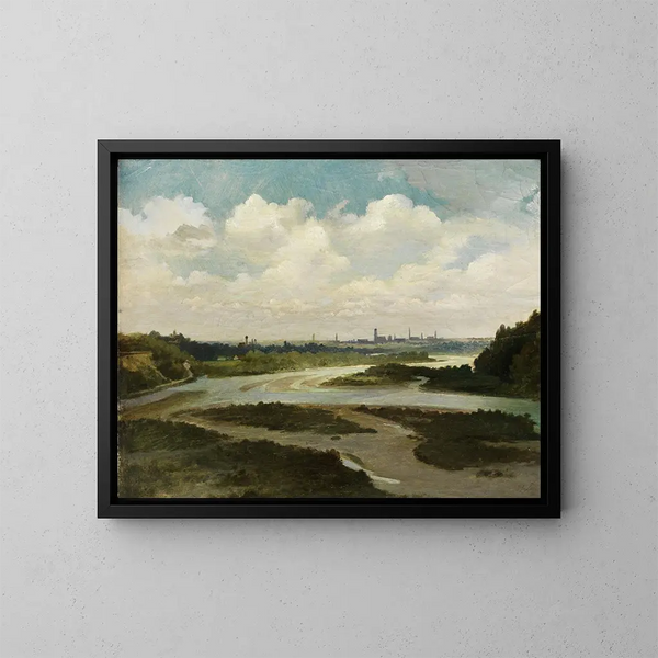 Valle del Isar con vista a Múnich - Wilhelm Lichtenheld — cuadro enmarcado en la pared