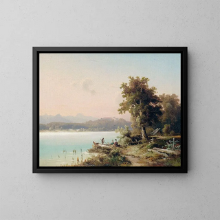Wilhelm Lichtenheld - Partie am Chiemsee mit Blick auf die Herreninsel am frhen Morgen.webp