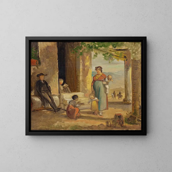 Child learning to walk - Wilhelm Marstrand — framed artwork on a wall