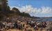Los fieles llegando en barco a la iglesia parroquial de Leksand en el lago Siljan, Suecia - Wilhelm Marstrand — vista de la obra