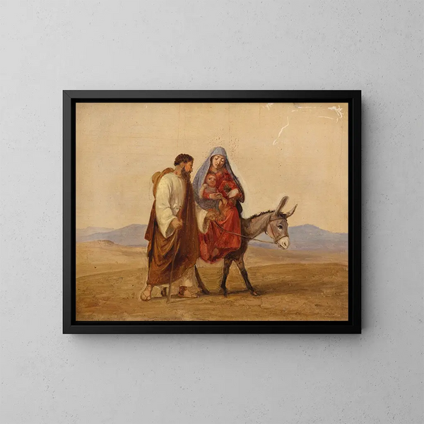 La Santa Familia en huida, boceto - Wilhelm Marstrand — cuadro enmarcado en la pared