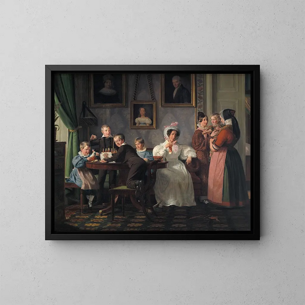La familia Waagepetersen - Wilhelm Marstrand — cuadro enmarcado en la pared