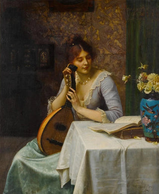 Wilhelm Menzler - Studying Sheet Music The Chinese Cloisonne Vase.webp