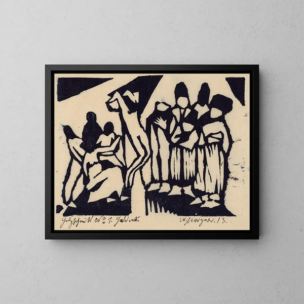 Crucifixión I - Wilhelm Morgner — cuadro enmarcado en la pared