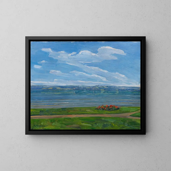 Punto de vista en la orilla del lago de Starnberg - Wilhelm Trübner — cuadro enmarcado en la pared