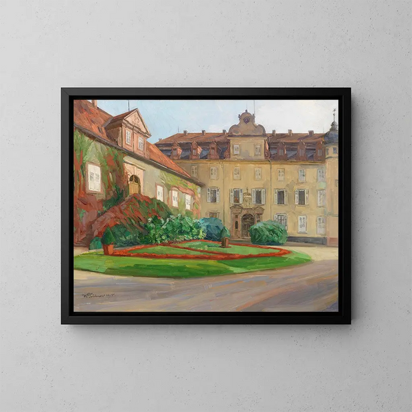 Schlohof en Baden-Baden en septiembre - Wilhelm Trübner — cuadro enmarcado en la pared
