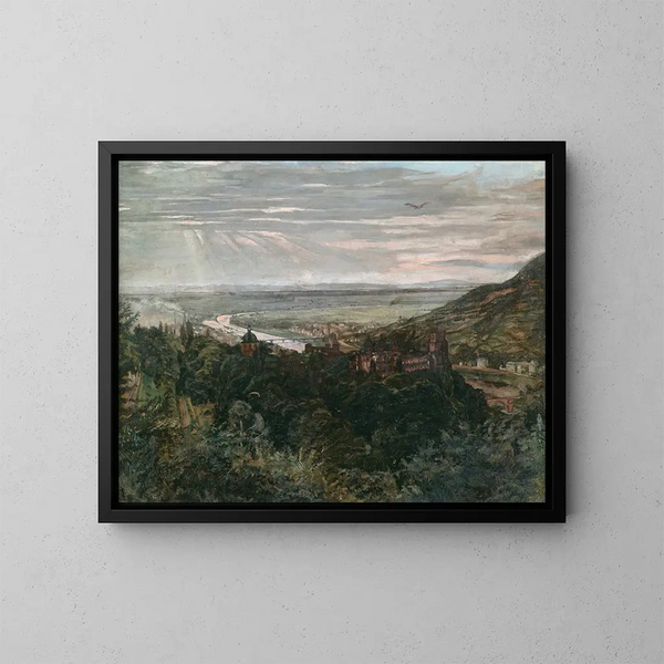 Vista de Heidelberg - Wilhelm Trübner — cuadro enmarcado en la pared