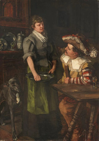 Wilhelm Trbner - Zechender Landsknecht mit Serviermdchen.webp